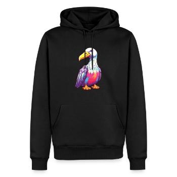 Albatros Aquarelle Colorée Dessin Animé Kawaii Anima - Sweat à capuche Premium bio Homme - noir - Devant - Nico (187cm)