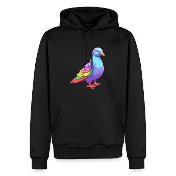 Pigeon Aquarelle Colorée Dessin Animé Kawaii Animal - Sweat à capuche Premium bio Homme - noir - Devant - Nico (187cm)