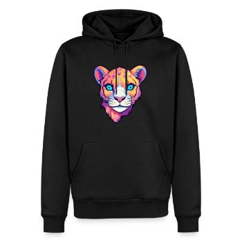 Cougar Aquarelle Colorée Dessin Animé Kawaii Animal - Sweat à capuche Premium bio Homme - noir - Devant - Nico (187cm)