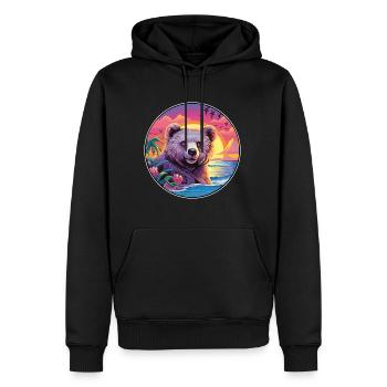 Bär buntes Aquarell Cartoon Kawaii Tier - Männer Premium Bio Hoodie - Schwarz - Vorne - Nico (187cm)