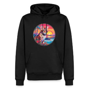 Rotluchs buntes Aquarell Karikatur Kawaii Tier - Männer Premium Bio Hoodie - Schwarz - Vorne - Nico (187cm)