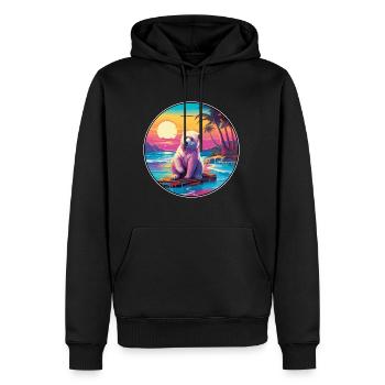 Bär buntes Aquarell Cartoon Kawaii Tier - Männer Premium Bio Hoodie - Schwarz - Vorne - Nico (187cm)