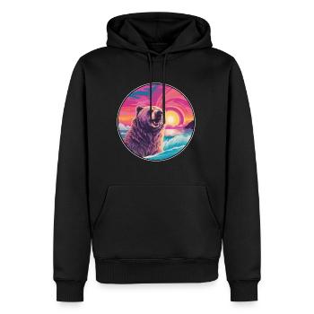 Bär buntes Aquarell Cartoon Kawaii Tier - Männer Premium Bio Hoodie - Schwarz - Vorne - Nico (187cm)