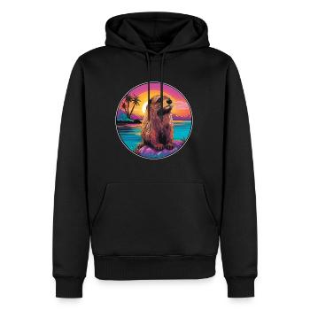 Castor Aquarelle Colorée Dessin Animé Kawaii Animal - Sweat à capuche Premium bio Homme - noir - Devant - Nico (187cm)