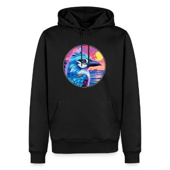 Blue Jay Colorful Watercolor Cartoon Kawaii Animal - Men’s Premium Organic Hoodie - black - Front - Nico (187cm)