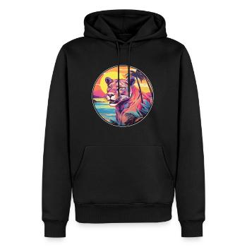 Cougar Aquarelle Colorée Dessin Animé Kawaii Animal - Sweat à capuche Premium bio Homme - noir - Devant - Nico (187cm)