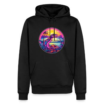 Schlange bunte Aquarell-Karikatur Kawaii-Tier - Männer Premium Bio Hoodie - Schwarz - Vorne - Nico (187cm)