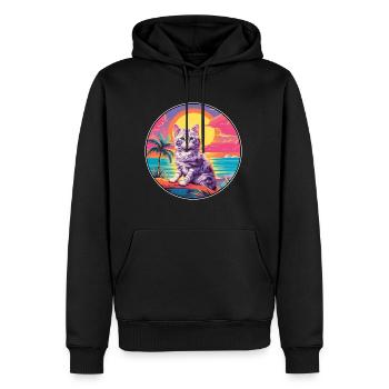 Katze buntes Aquarell Cartoon Kawaii Tier - Männer Premium Bio Hoodie - Schwarz - Vorne - Nico (187cm)