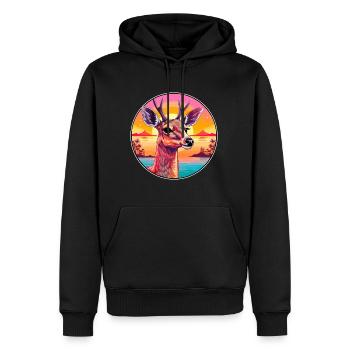Cerf Aquarelle Colorée Dessin Animé Kawaii Animal - Sweat à capuche Premium bio Homme - noir - Devant - Nico (187cm)