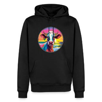 Kuh buntes Aquarell Cartoon Kawaii Tier - Männer Premium Bio Hoodie - Schwarz - Vorne - Nico (187cm)