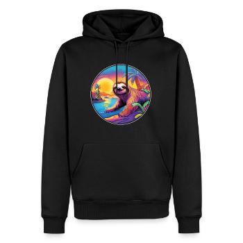 Faultier buntes Aquarell Cartoon Kawaii Tier - Männer Premium Bio Hoodie - Schwarz - Vorne - Nico (187cm)