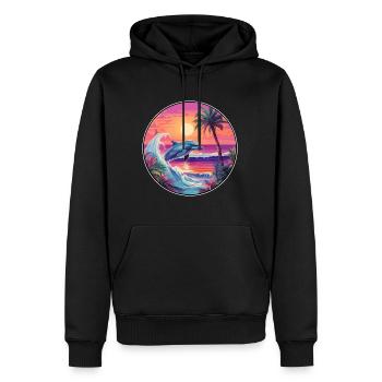 Delfin buntes Aquarell Cartoon Kawaii Tier - Männer Premium Bio Hoodie - Schwarz - Vorne - Nico (187cm)
