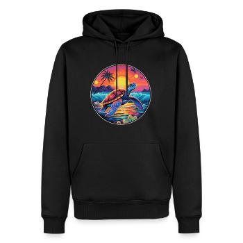 Turtle Colorful Watercolor Cartoon Kawaii Animal - Men’s Premium Organic Hoodie - black - Front - Nico (187cm)