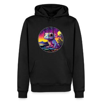 Salamandre Coloré Aquarelle Dessin Animé Kawaii Animal de compagnie - Sweat à capuche Premium bio Homme - noir - Devant - Nico (187cm)