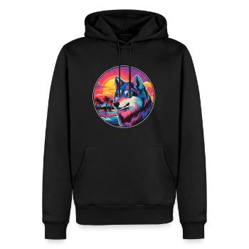 Wolf Buntes Aquarell Cartoon Kawaii Tier - Männer Premium Bio Hoodie - Schwarz - Vorne - Nico (187cm)