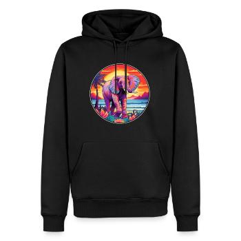 Éléphant Aquarelle Colorée Dessin Animé Kawaii Animal - Sweat à capuche Premium bio Homme - noir - Devant - Nico (187cm)