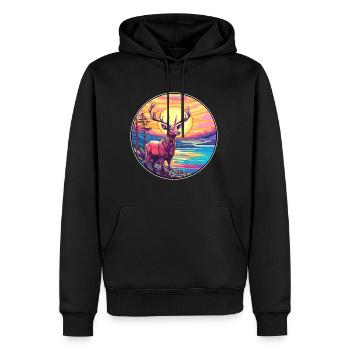 Elch Buntes Aquarell Cartoon Kawaii Tier - Männer Premium Bio Hoodie - Schwarz - Vorne - Nico (187cm)