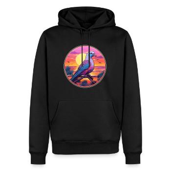 Pigeon Aquarelle Colorée Dessin Animé Kawaii Animal - Sweat à capuche Premium bio Homme - noir - Devant - Nico (187cm)