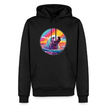 Morse aquarelle colorée dessin animé Kawaii Animal - Sweat à capuche Premium bio Homme - noir - Devant - Nico (187cm)