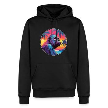 Gorille Aquarelle Colorée Dessin Animé Kawaii Animal - Sweat à capuche Premium bio Homme - noir - Devant - Nico (187cm)