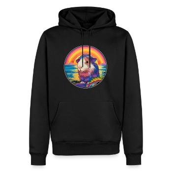 Meerschweinchen Buntes Aquarell Cartoon Kawaii Haustier - Männer Premium Bio Hoodie - Schwarz - Vorne - Nico (187cm)