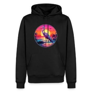 Ibis Aquarelle Colorée Dessin Animé Kawaii Animal - Sweat à capuche Premium bio Homme - noir - Devant - Nico (187cm)