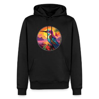 colibri coloré aquarelle dessin animé Kawaii animal de compagnie - Sweat à capuche Premium bio Homme - noir - Devant - Nico (187cm)