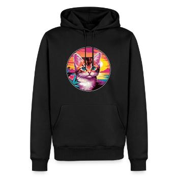 Chaton coloré aquarelle dessin animé kawaii animal - Sweat à capuche Premium bio Homme - noir - Devant - Nico (187cm)