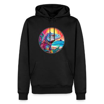 Iguane Coloré Aquarelle Dessin Animé Kawaii Animal - Sweat à capuche Premium bio Homme - noir - Devant - Nico (187cm)