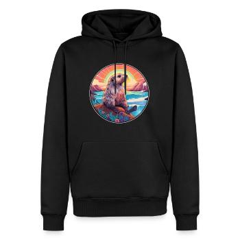 Murmeltier buntes Aquarell Cartoon Kawaii Tier - Männer Premium Bio Hoodie - Schwarz - Vorne - Nico (187cm)