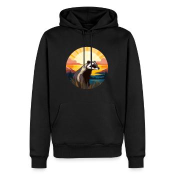 Blaireau Aquarelle Colorée Dessin Animé Kawaii Animal - Sweat à capuche Premium bio Homme - noir - Devant - Nico (187cm)