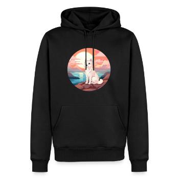 Polarfuchs Bunte Aquarell-Karikatur Kawaii Haustier - Männer Premium Bio Hoodie - Schwarz - Vorne - Nico (187cm)