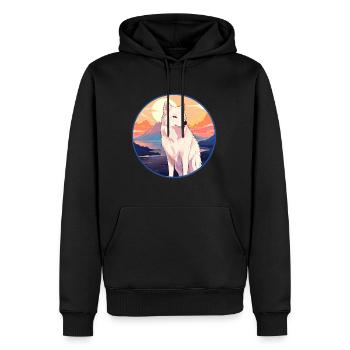 Loup arctique coloré aquarelle dessin animé kawaii animal de compagnie - Sweat à capuche Premium bio Homme - noir - Devant - Nico (187cm)
