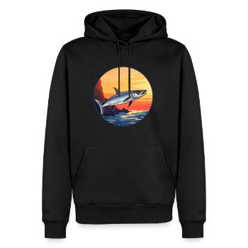 Barracuda Aquarelle Colorée Dessin Animé Kawaii Pet - Sweat à capuche Premium bio Homme - noir - Devant - Nico (187cm)