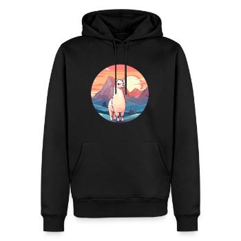 Alpaga Aquarelle Colorée Dessin Animé Kawaii Animal - Sweat à capuche Premium bio Homme - noir - Devant - Nico (187cm)