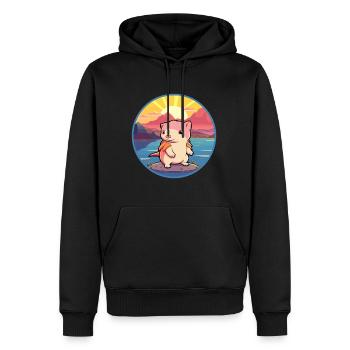 Axolotl Aquarelle Colorée Dessin Animé Kawaii Animal - Sweat à capuche Premium bio Homme - noir - Devant - Nico (187cm)