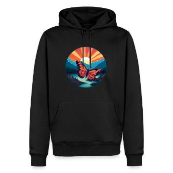 Schmetterling Bunte Aquarell-Karikatur Kawaii Haustier - Männer Premium Bio Hoodie - Schwarz - Vorne - Nico (187cm)