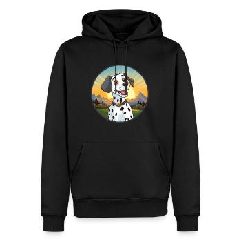 Dalmatinischer Hund Bunte Aquarell-Karikatur Kawaii - Männer Premium Bio Hoodie - Schwarz - Vorne - Nico (187cm)