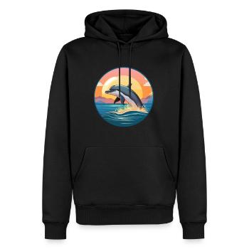 Delfin buntes Aquarell Cartoon Kawaii Tier - Männer Premium Bio Hoodie - Schwarz - Vorne - Nico (187cm)