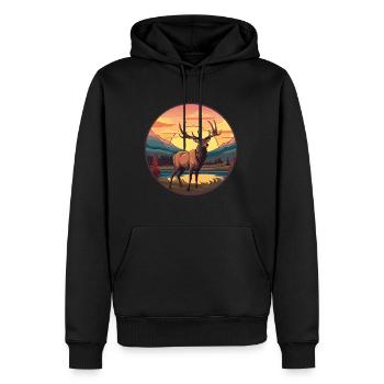 Elch bunte Aquarell-Karikatur Kawaii-Tier - Männer Premium Bio Hoodie - Schwarz - Vorne - Nico (187cm)