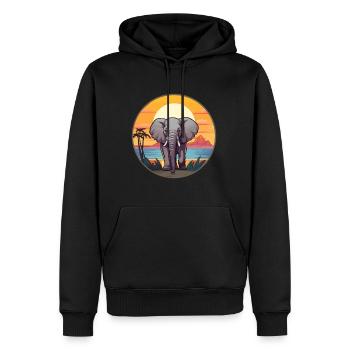Éléphant Aquarelle Colorée Dessin Animé Kawaii Animal - Sweat à capuche Premium bio Homme - noir - Devant - Nico (187cm)