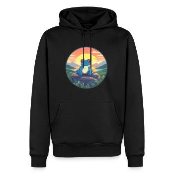 Frosch buntes Aquarell Cartoon Kawaii Tier - Männer Premium Bio Hoodie - Schwarz - Vorne - Nico (187cm)