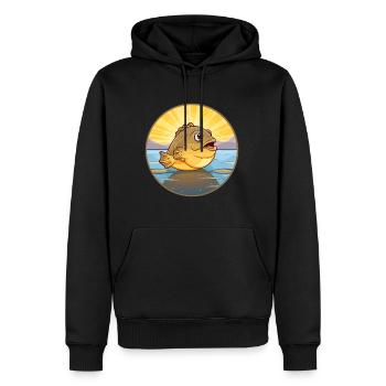 Flunder Fisch Buntes Aquarell Cartoon Kawaii - Männer Premium Bio Hoodie - Schwarz - Vorne - Nico (187cm)