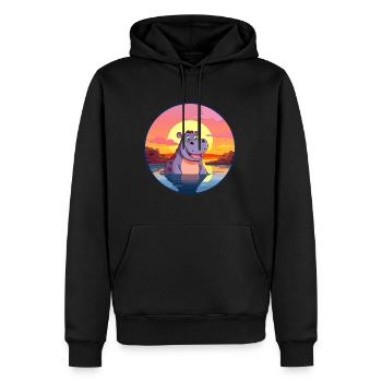 Nilpferd bunte Aquarell-Karikatur Kawaii-Tier - Männer Premium Bio Hoodie - Schwarz - Vorne - Nico (187cm)