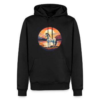 Pferd buntes Aquarell Karikatur Kawaii Tier - Männer Premium Bio Hoodie - Schwarz - Vorne - Nico (187cm)