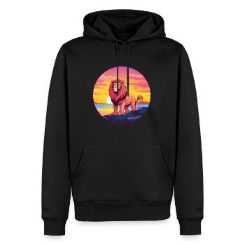 Lion Aquarelle Colorée Dessin Animé Kawaii Animal - Sweat à capuche Premium bio Homme - noir - Devant - Nico (187cm)