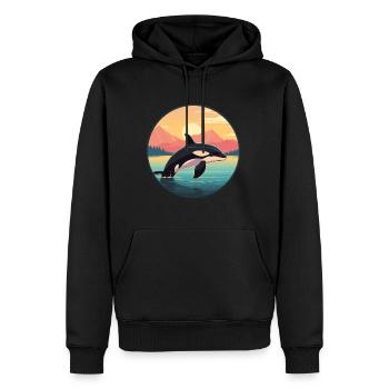Orca Buntes Aquarell Cartoon Kawaii Tier - Männer Premium Bio Hoodie - Schwarz - Vorne - Nico (187cm)