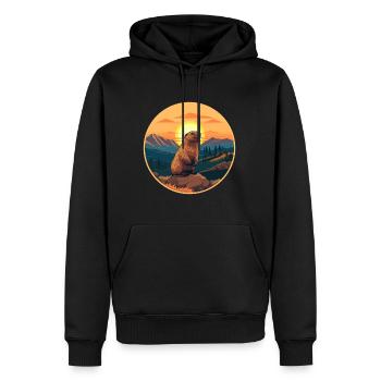 Und täglich grüßt das Murmeltier bunte Aquarell-Karikatur Kawaii Haustier - Männer Premium Bio Hoodie - Schwarz - Vorne - Nico (187cm)