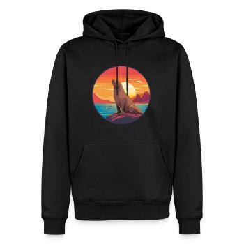 Lion de mer coloré aquarelle dessin animé kawaii animal - Sweat à capuche Premium bio Homme - noir - Devant - Nico (187cm)