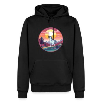 Einhorn Buntes Aquarell Cartoon Kawaii Tier - Männer Premium Bio Hoodie - Schwarz - Vorne - Nico (187cm)